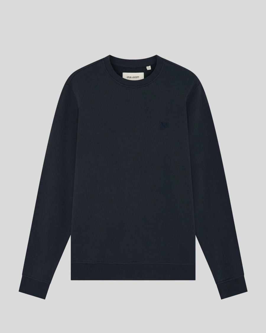 Uomo con felpa girocollo in cotone superfine blu scuro