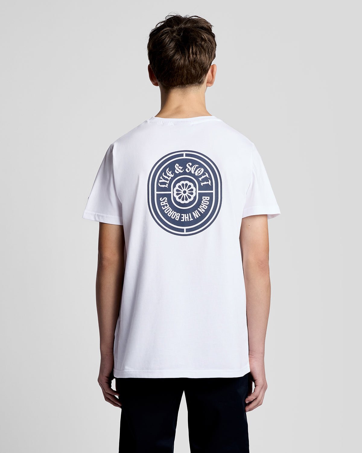 Uomo con maglietta in cotone con stampa grafica, colore bianco