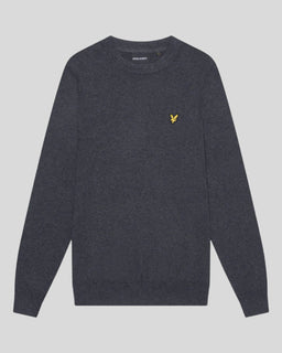 Pull à col rond en coton et laine mérinos