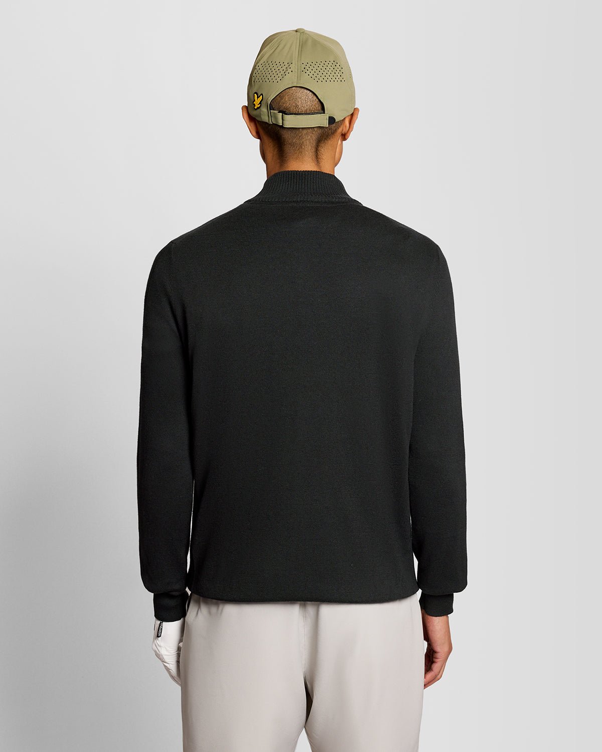 Uomo con maglione in misto cotone con zip a 1/4, colore nero corvino