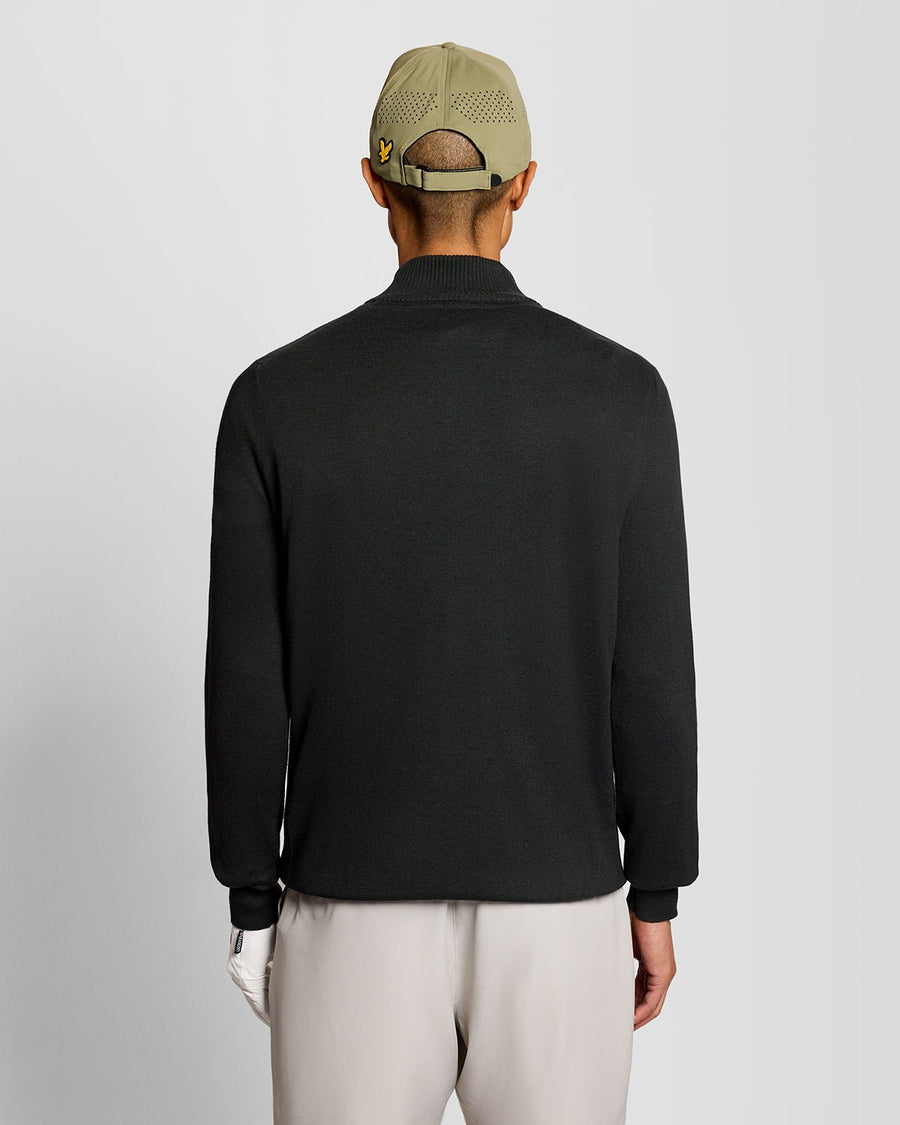 Uomo con maglione in misto cotone con zip a 1/4, colore nero corvino