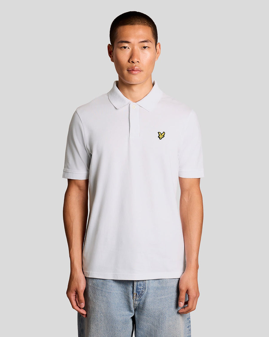 Uomo con polo a righe in jacquard, colore bianco