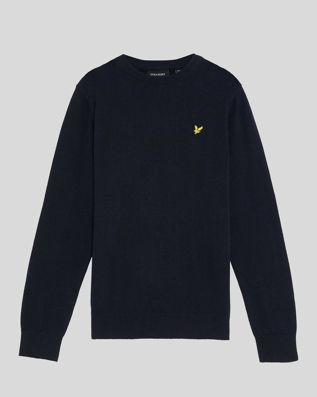 Pull à col rond en coton bleu marine foncé pour garçon