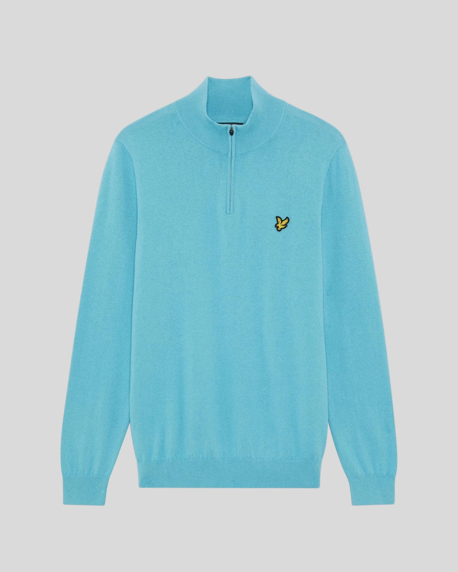 Uomo con maglione Performance con zip a 1/4 in blu acquamarina