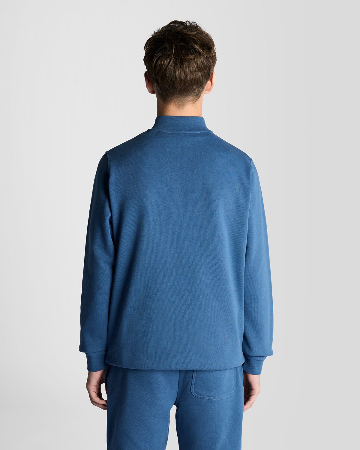 Pull en coton à col zippé pour homme, couleur bleu barbeau foncé