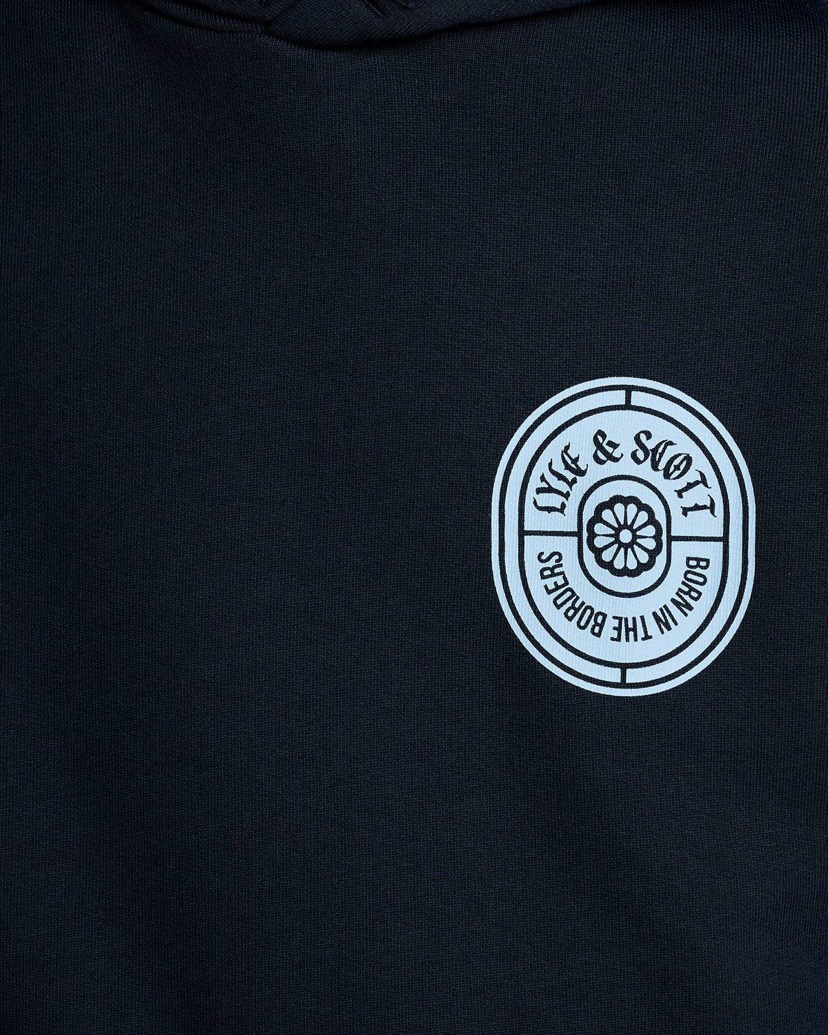 Sudadera con capucha de algodón con estampado para hombre en azul marino oscuro