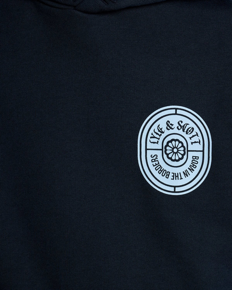 Sudadera con capucha de algodón con estampado para hombre en azul marino oscuro