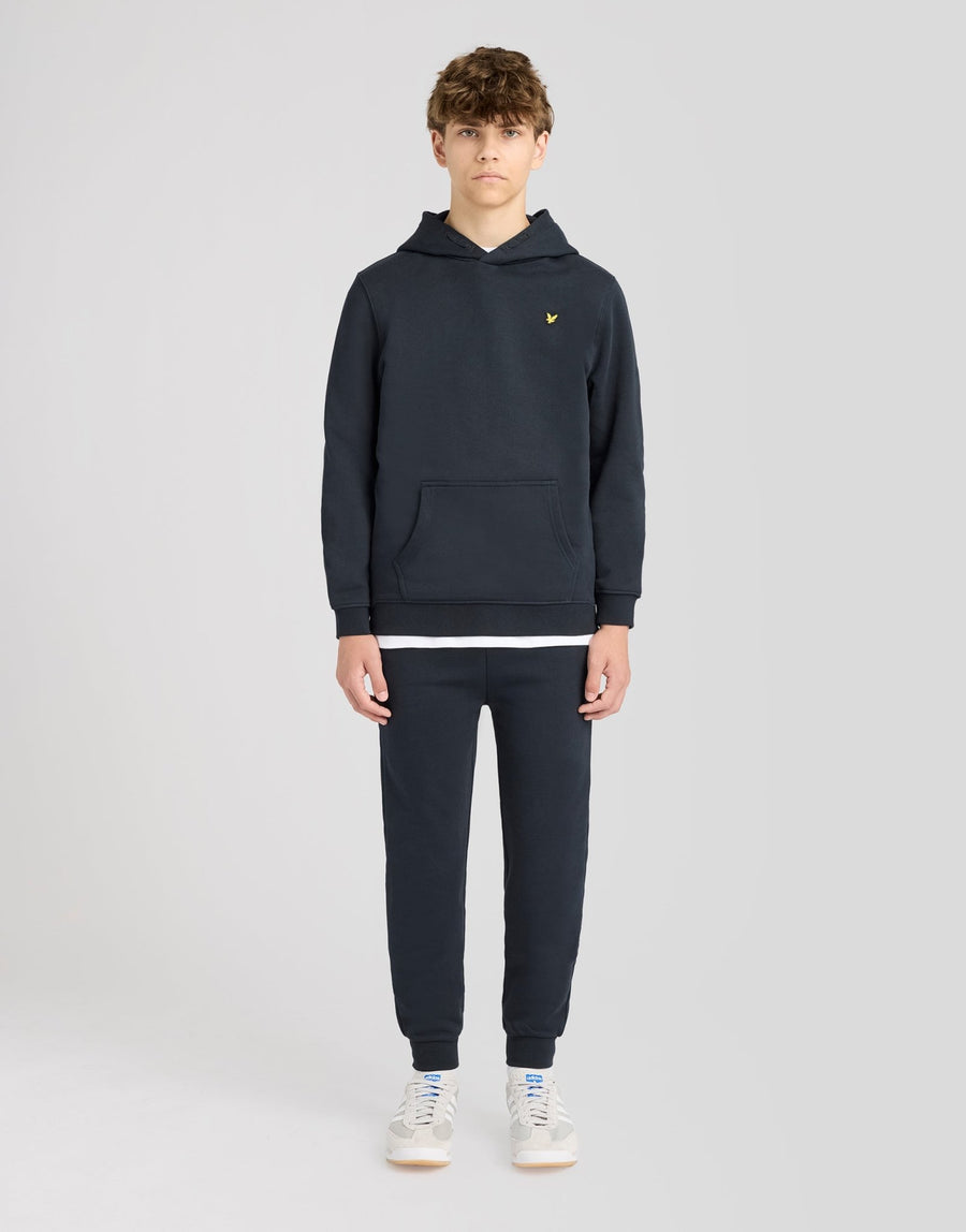 Garçon portant un sweat à capuche brossé bleu marine foncé
