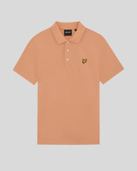 Man wears Cotton Polo Shirt in Terracotta Pot