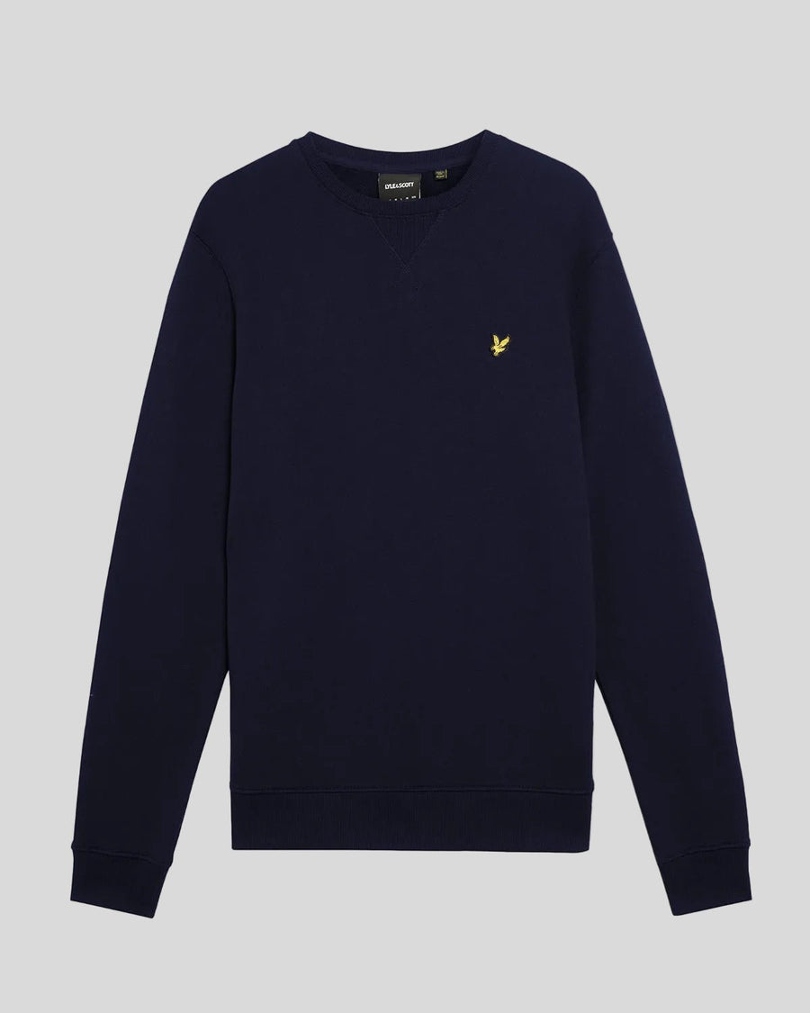Sweat-shirt à col rond en coton, bleu marine foncé