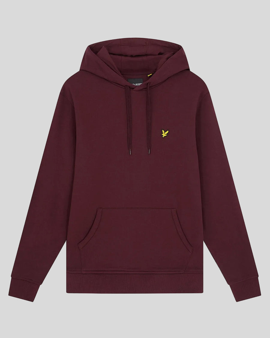 Mann trägt einen Loopback-Baumwoll-Hoodie in Burgunderrot