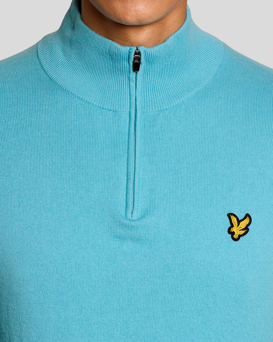 Uomo con maglione Performance con zip a 1/4 in blu acquamarina