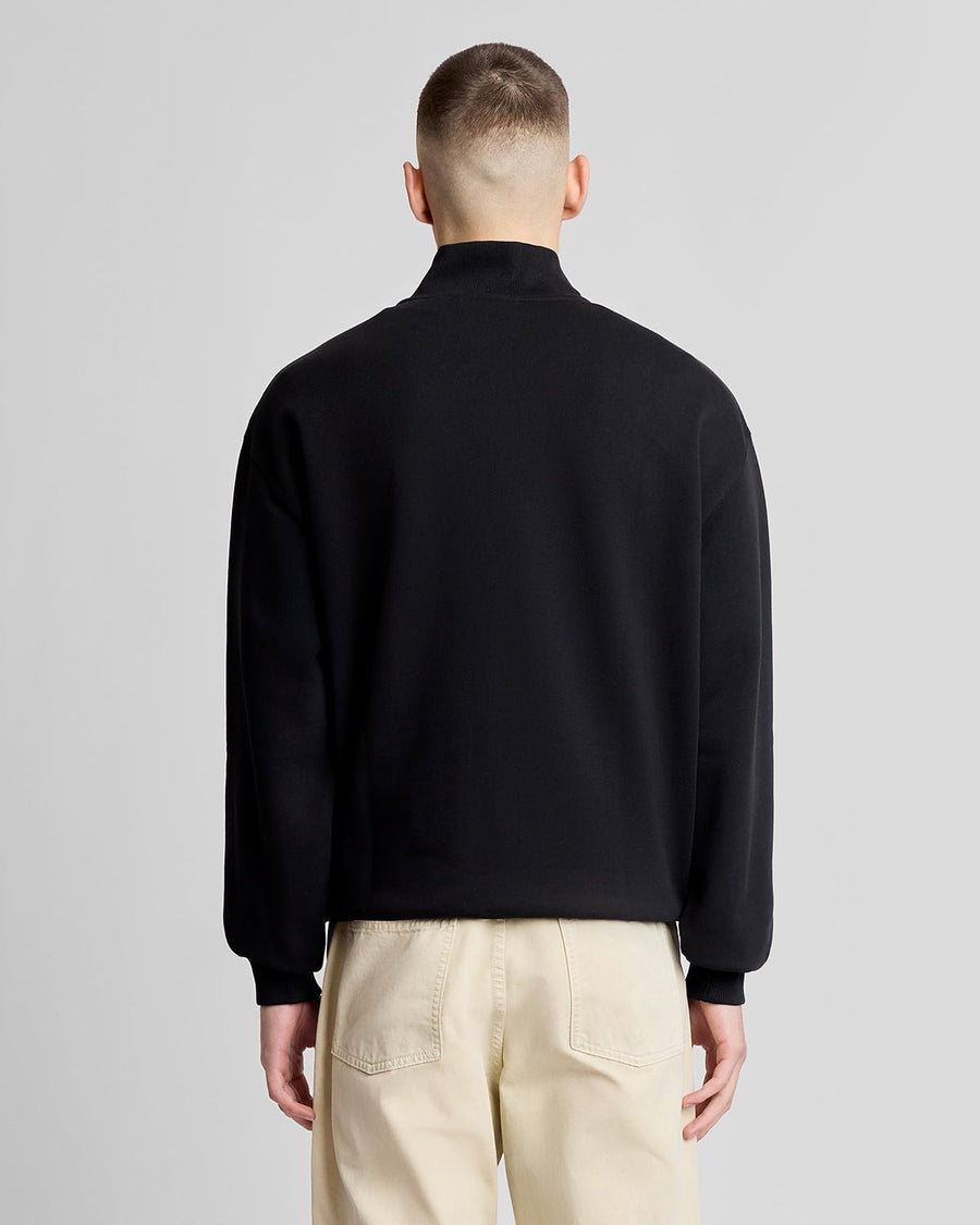 Uomo con felpa con zip a 1/4 Heavyweight Script in nero jet