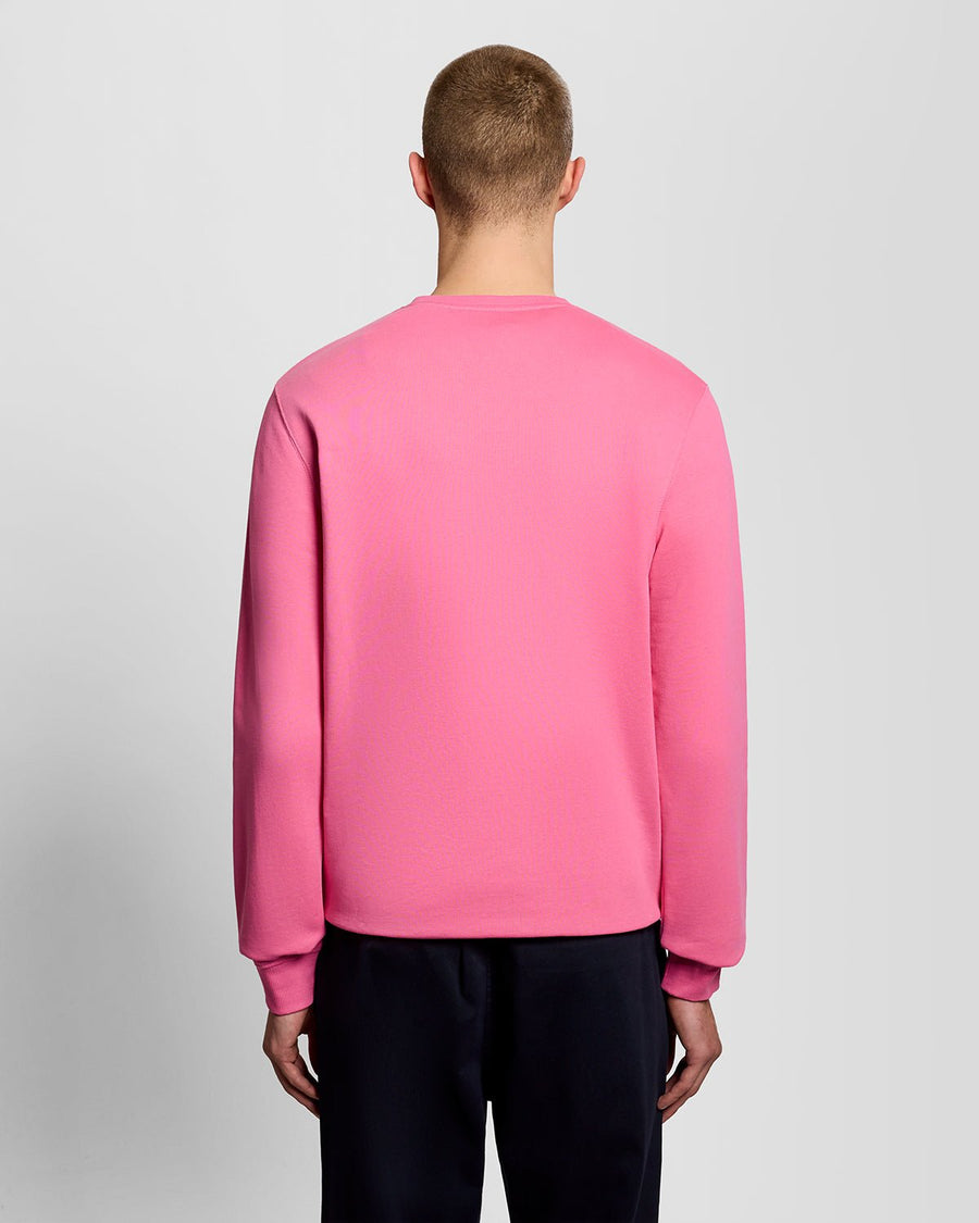 Uomo con felpa girocollo in cotone rosa shocking