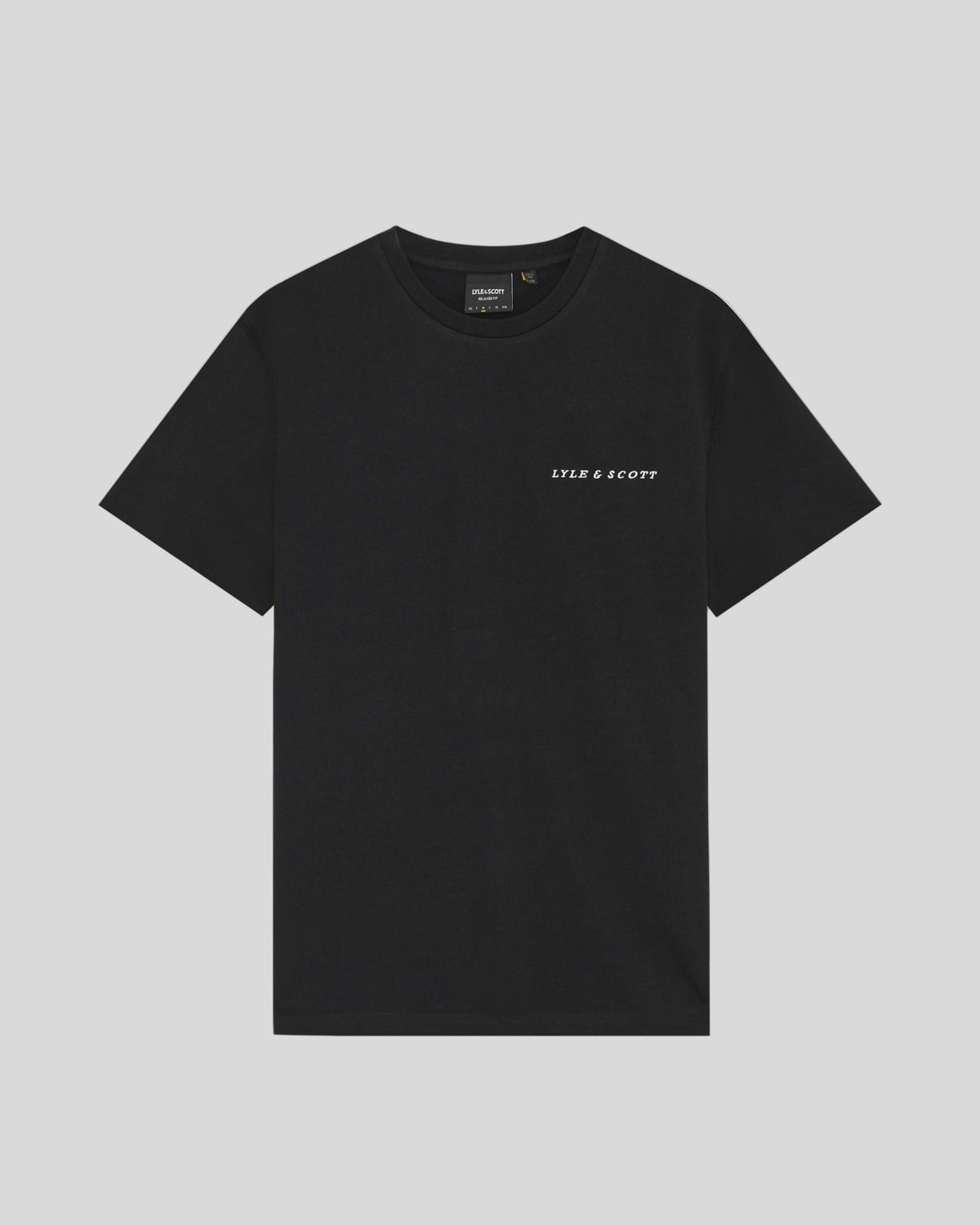 T-shirt à col rond en coton pour homme, avec logo en lettres cursives, couleur noir de jais
