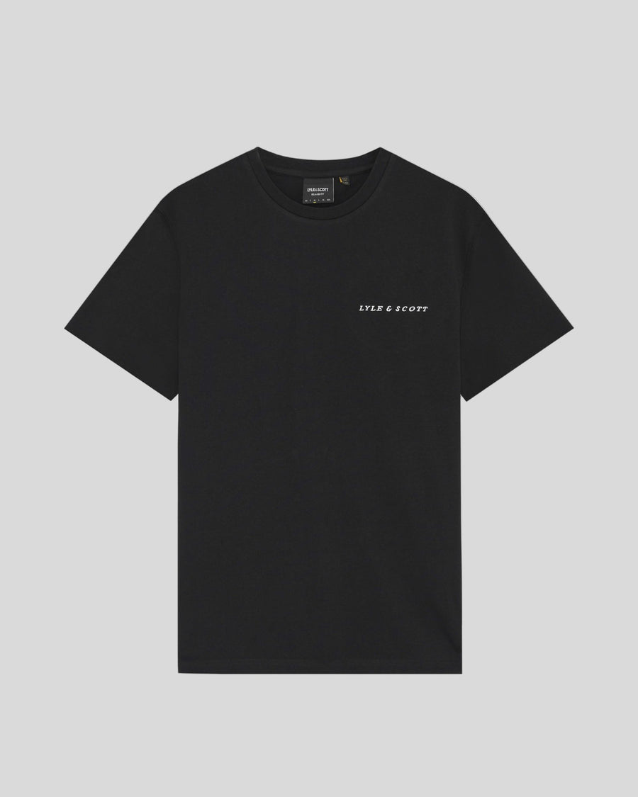 T-shirt à col rond en coton pour homme, avec logo en lettres cursives, couleur noir de jais
