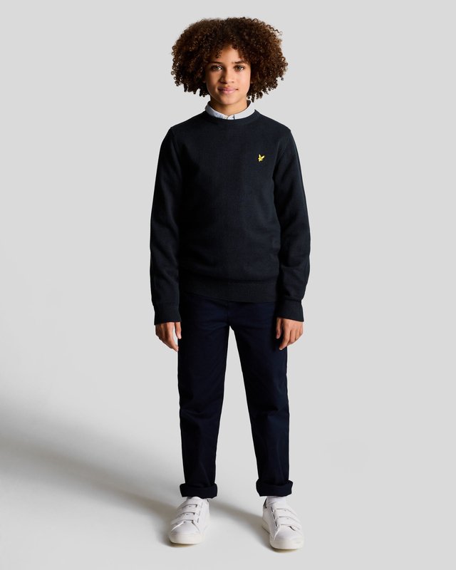 Pull à col rond en coton bleu marine foncé pour garçon