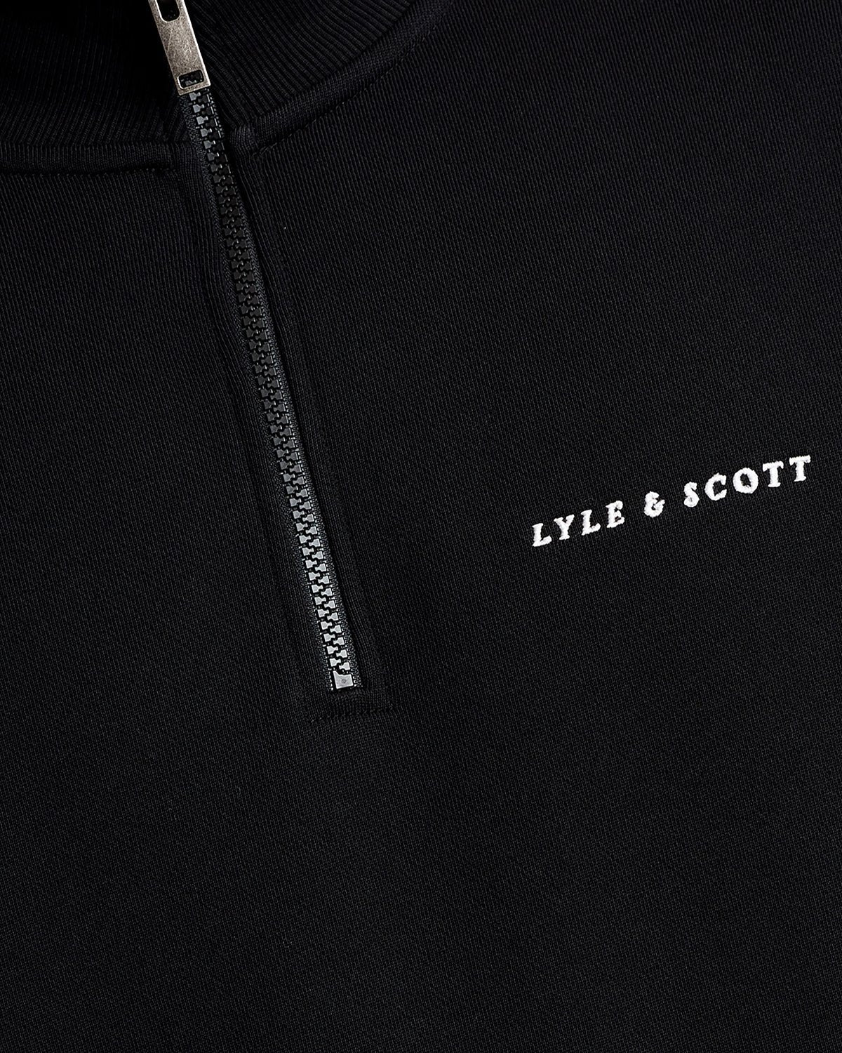 Uomo con felpa con zip a 1/4 Heavyweight Script in nero jet