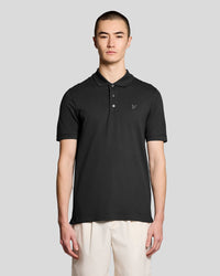 Man wears Superfine Cotton Polo Shirt in Gunmetal