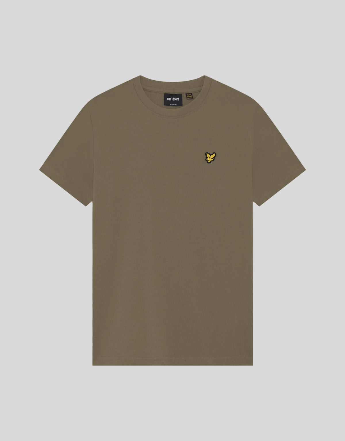 Boy wears Crew Neck Kidswear 2-Pack T-Shirt in Fatigue Olive/White