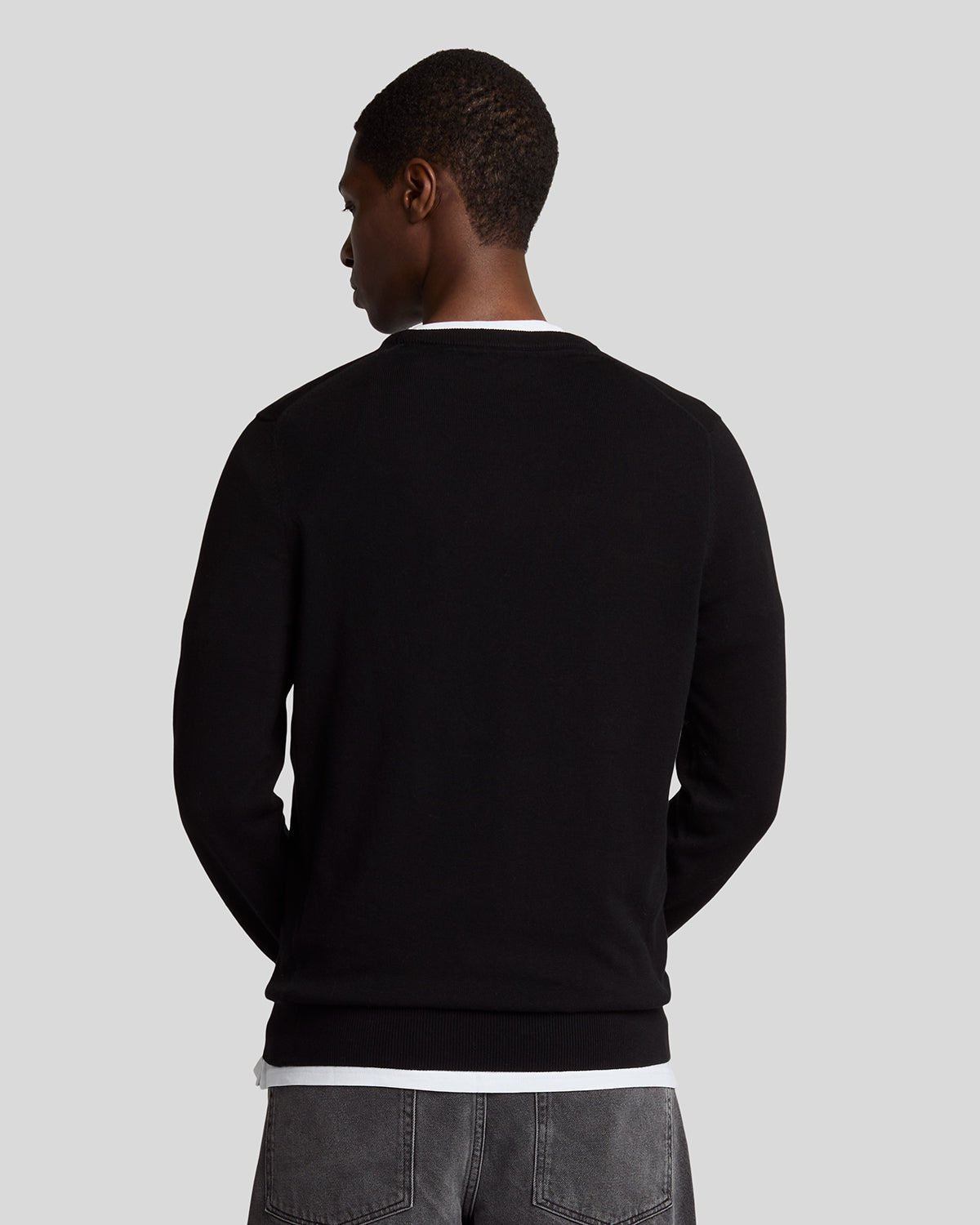 Pull à col rond en coton pour homme, couleur noir de jais