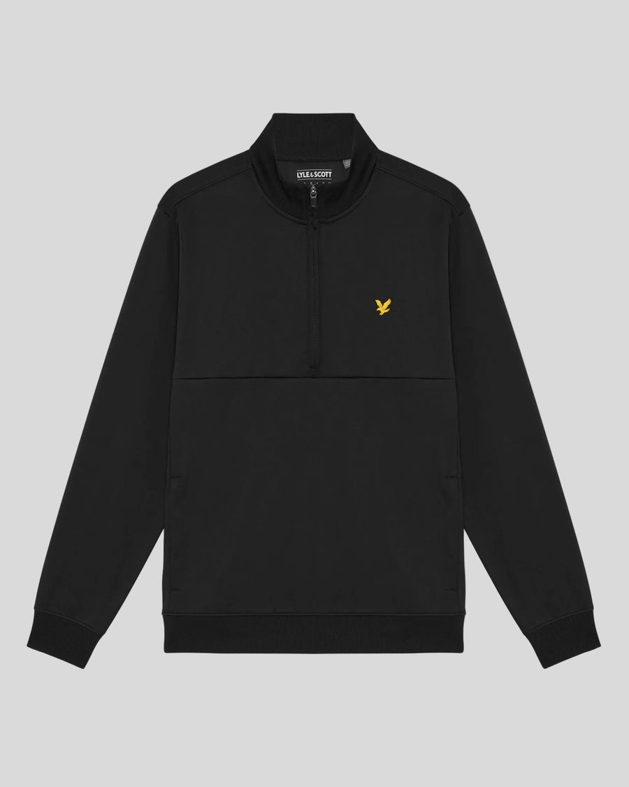 Uomo con giacca intermedia antivento con mezza zip in nero jet