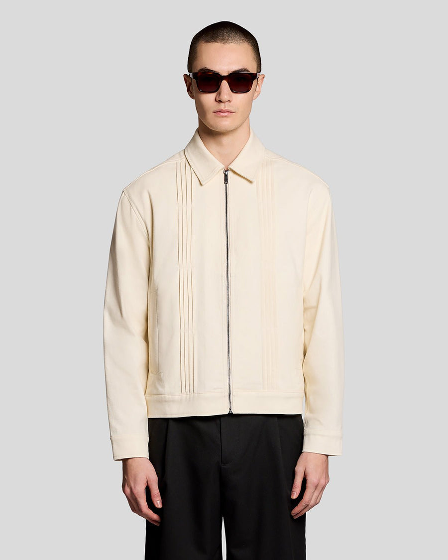 Veste zippée à plis creux pour homme, couleur écru éclatant
