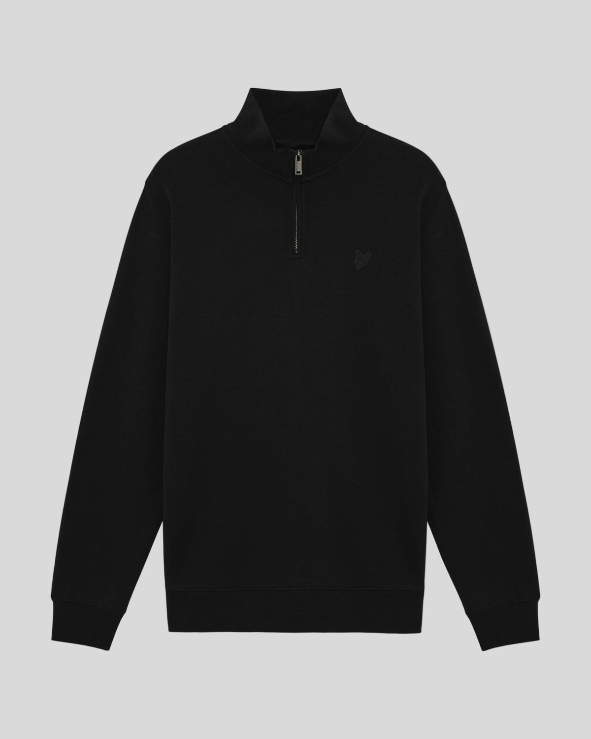 Uomo con felpa con zip a 1/4 in cotone superfine, colore nero corvino