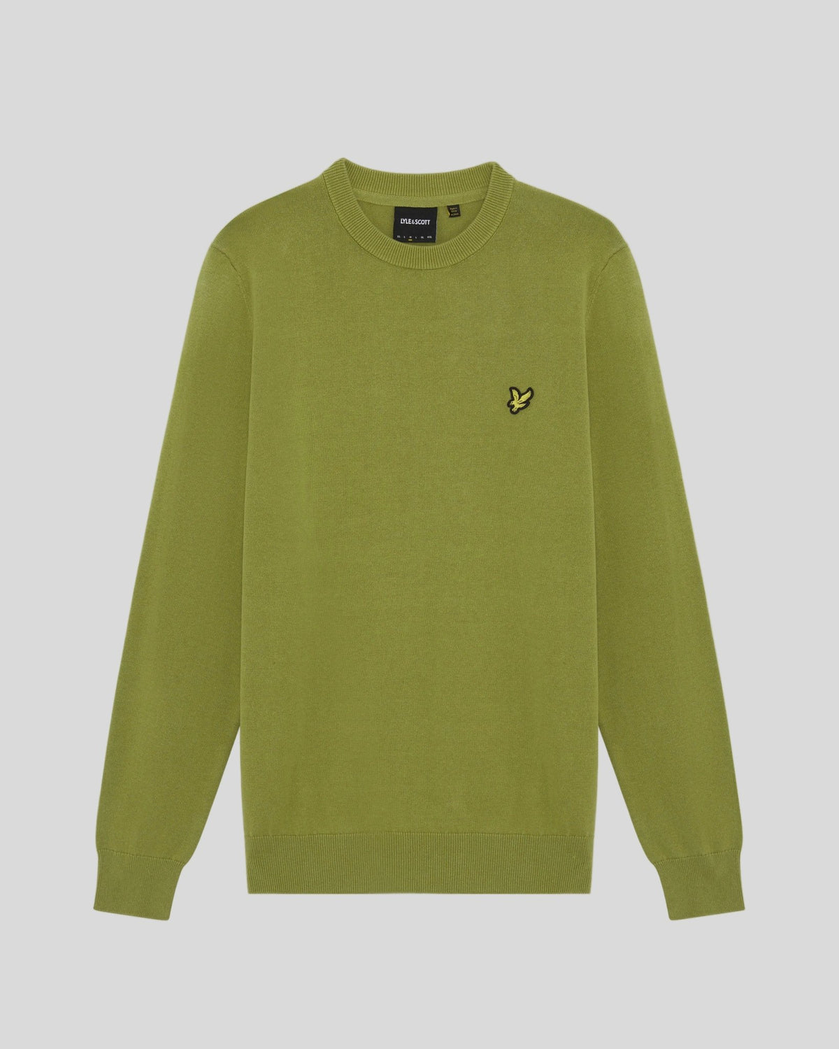 Maglione girocollo in cotone, colore verde arbusto