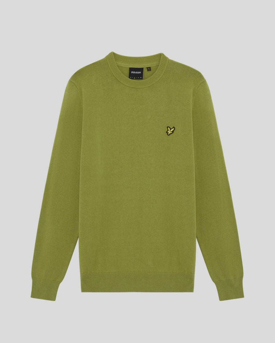 Maglione girocollo in cotone, colore verde arbusto