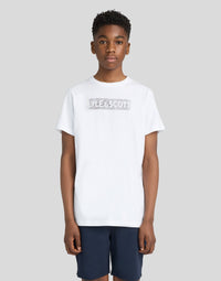 Boy wears Motion Logo Graphic T-Shirt in White