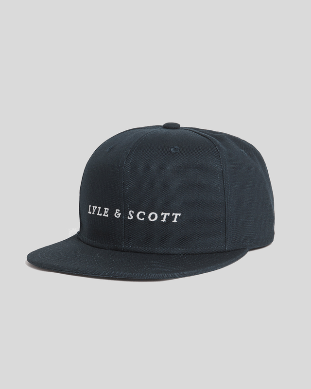Casquette de baseball avec logo en lettres cursives, bleu marine foncé