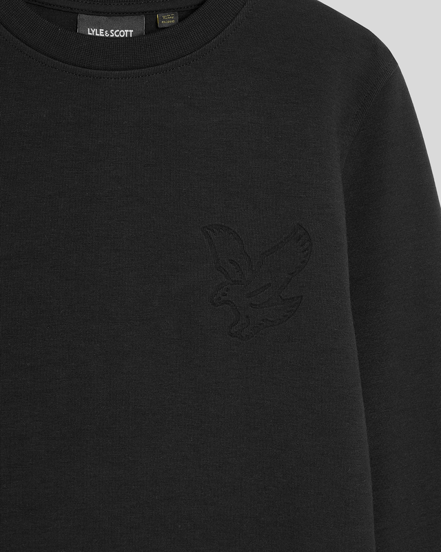 Sweat-shirt à col rond pour garçon avec motif aigle en relief, couleur noir de jais
