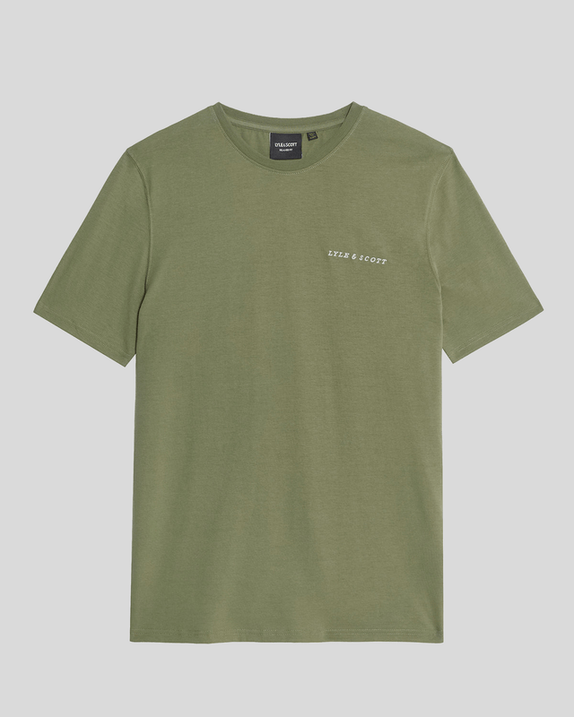 T-shirt à col rond en coton pour homme, orné du logo « Script », couleur olive militaire