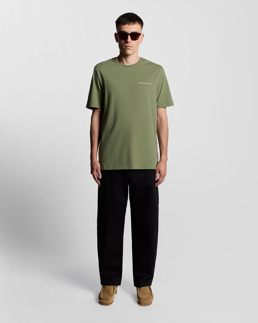 T-shirt à col rond en coton pour homme, orné du logo « Script », couleur olive militaire