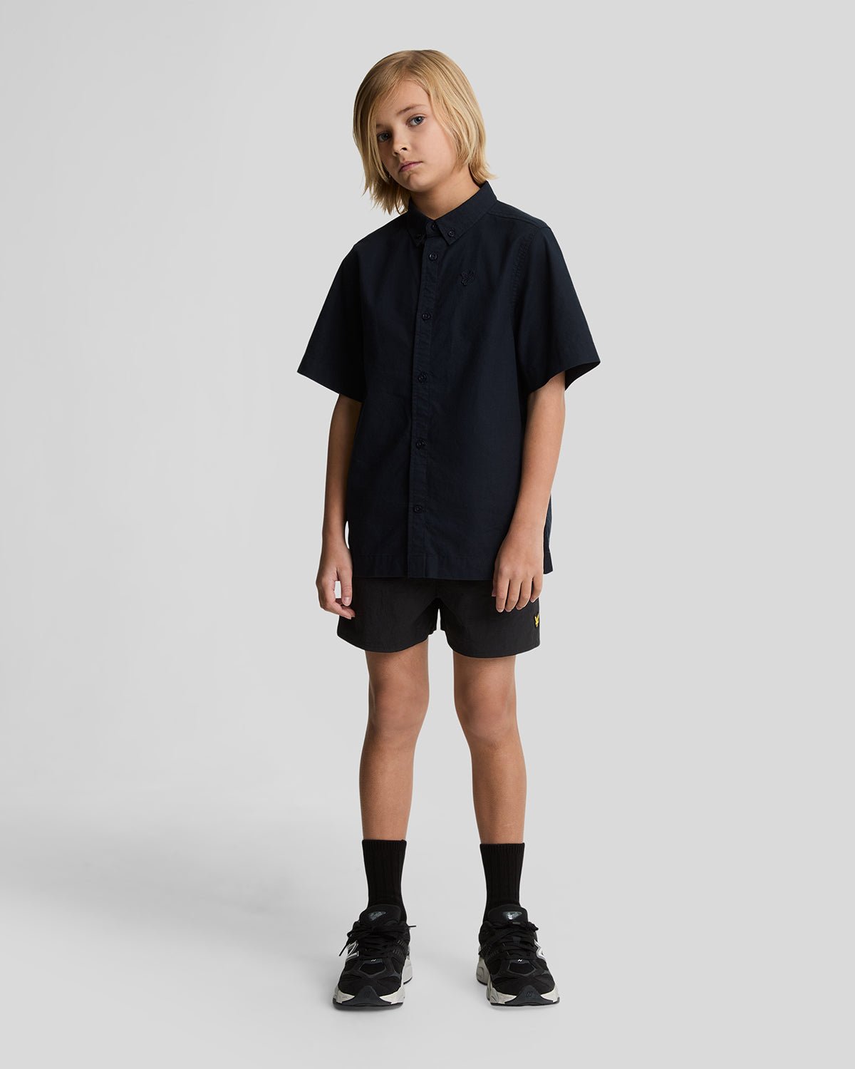 Short de bain uni noir de jais pour garçon
