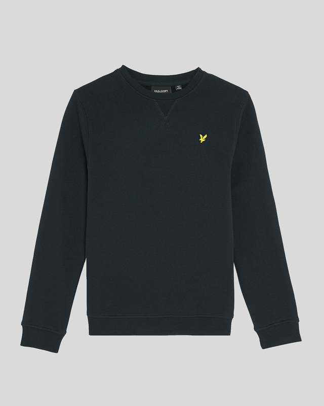 Ragazzo con felpa in cotone a girocollo blu navy scuro
