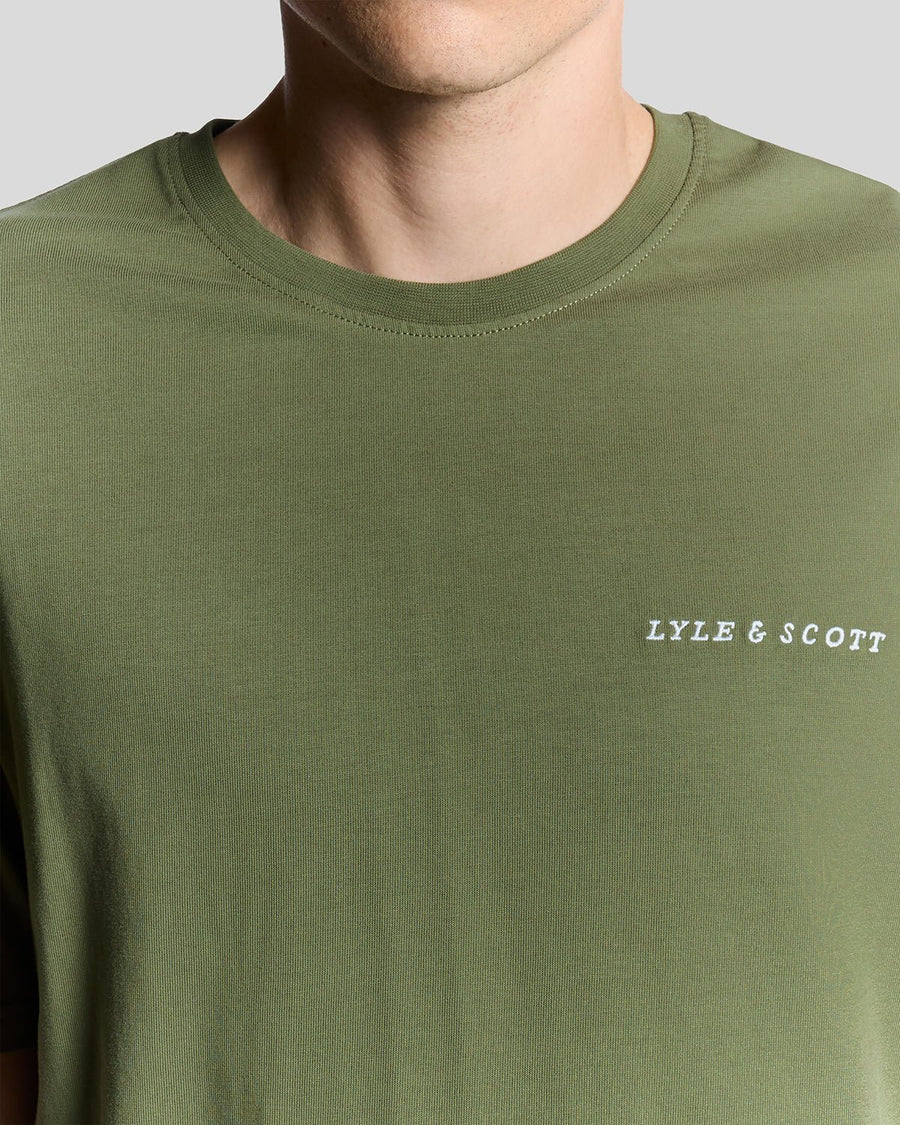 T-shirt à col rond en coton pour homme, orné du logo « Script », couleur olive militaire