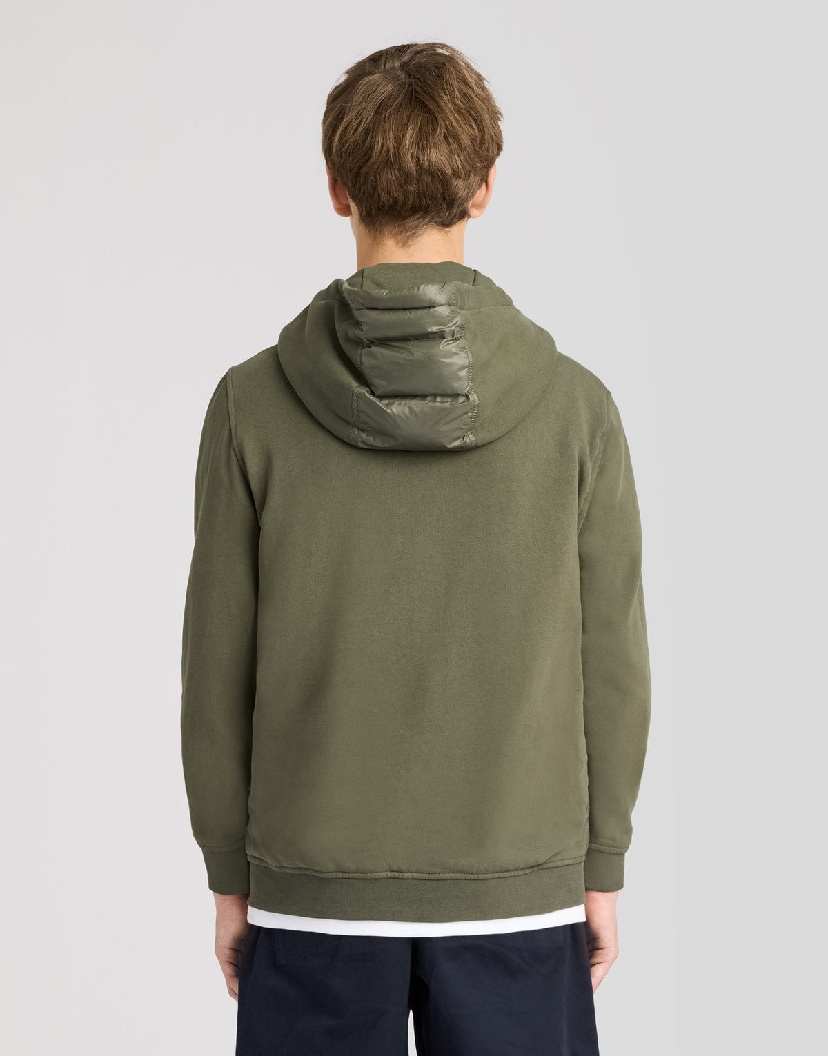 Boy wears Hybrid Hoodie in Deep Depths