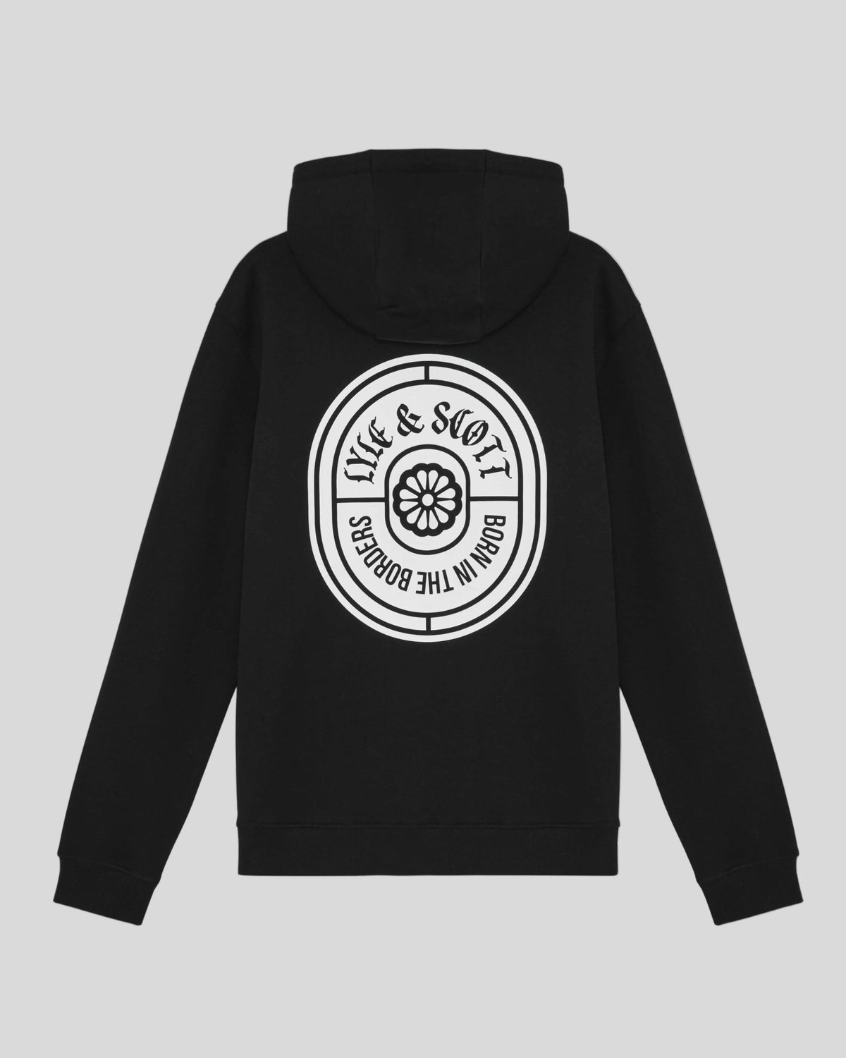 Felpa con cappuccio in cotone con motivo grafico, colore nero corvino