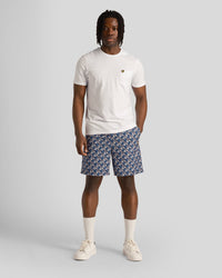 buy men's premium clothing fashion polos jackets -  Lyle & Scott Men's Floral Print Resort Shorts in Dark Navy
