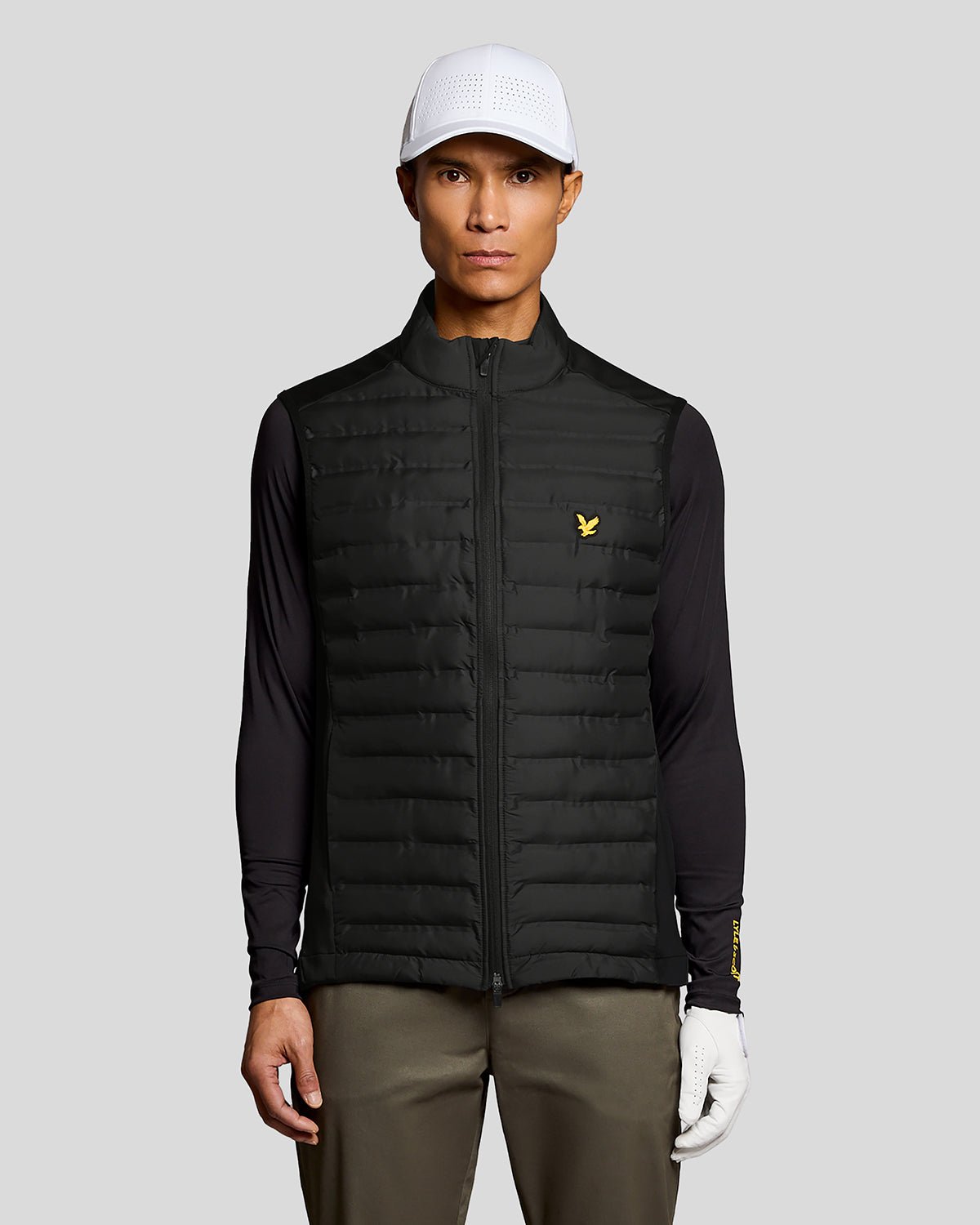 Uomo con gilet trapuntato Hybrid in nero corvino