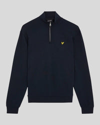 Sudadera de hombre con cremallera de 1/4 de longitud, de algodón con tejido de rizo, en azul marino oscuro