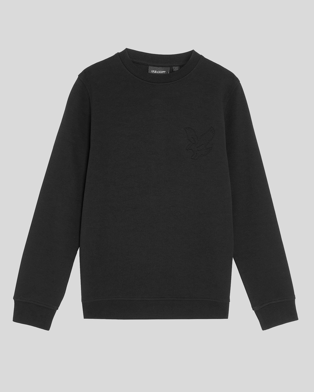 Sweat-shirt à col rond pour garçon avec motif aigle en relief, couleur noir de jais