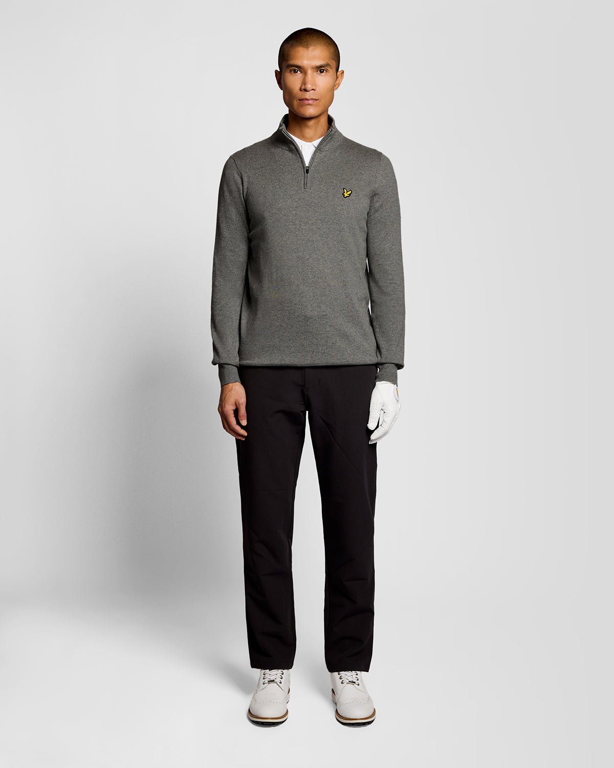 Uomo con maglione Performance con zip a 1/4 in grigio melange medio
