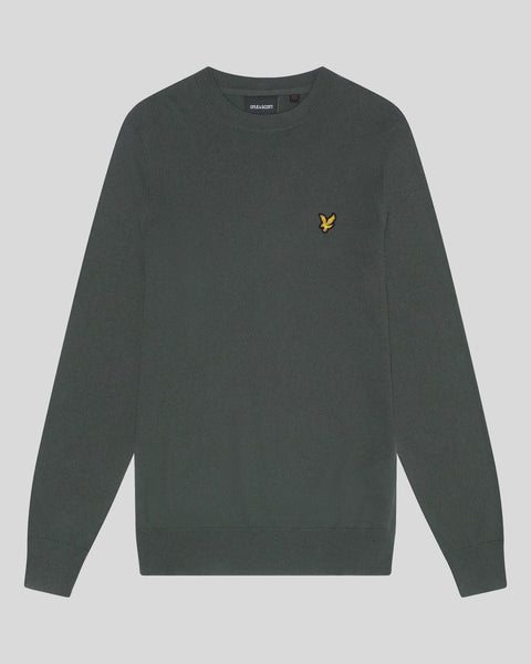 Lyle Scott Men s Cotton Merino Crew Neck Jumper Plus in Deep Green
