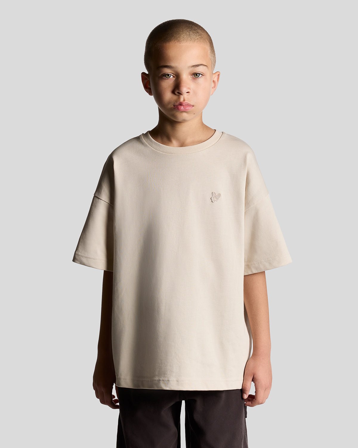 T-shirt ample épais pour garçon, couleur mastic