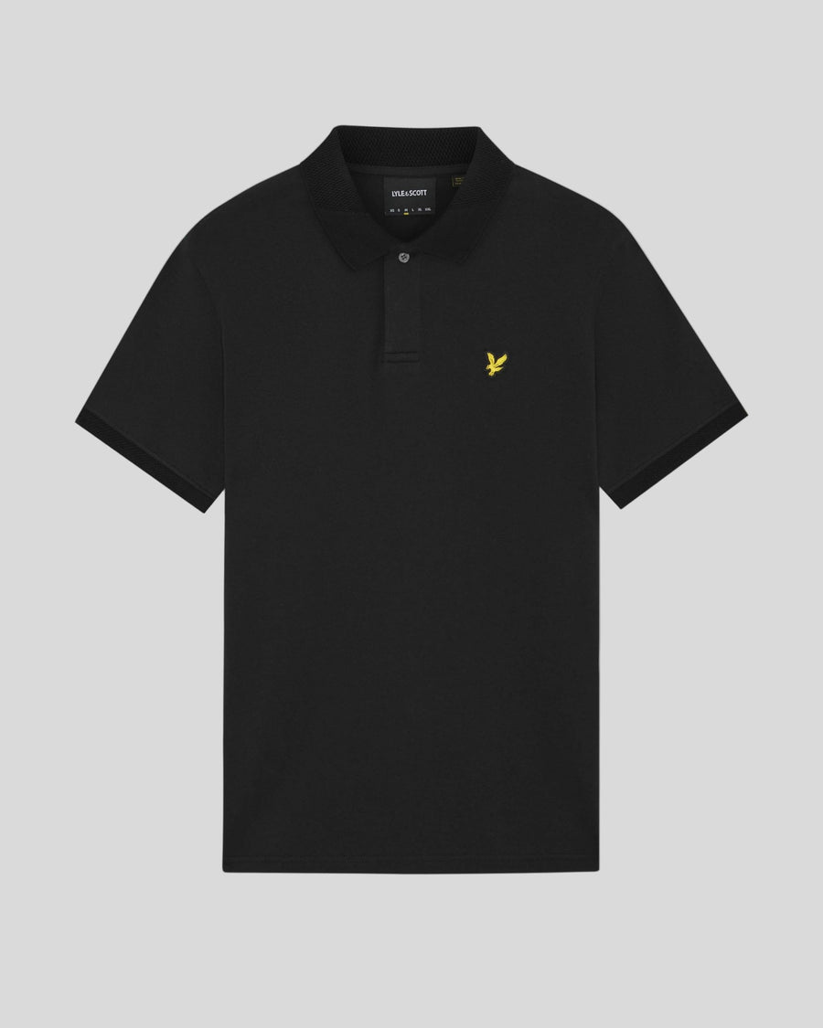 Man draagt een polo met jacquardrand in Jet Black