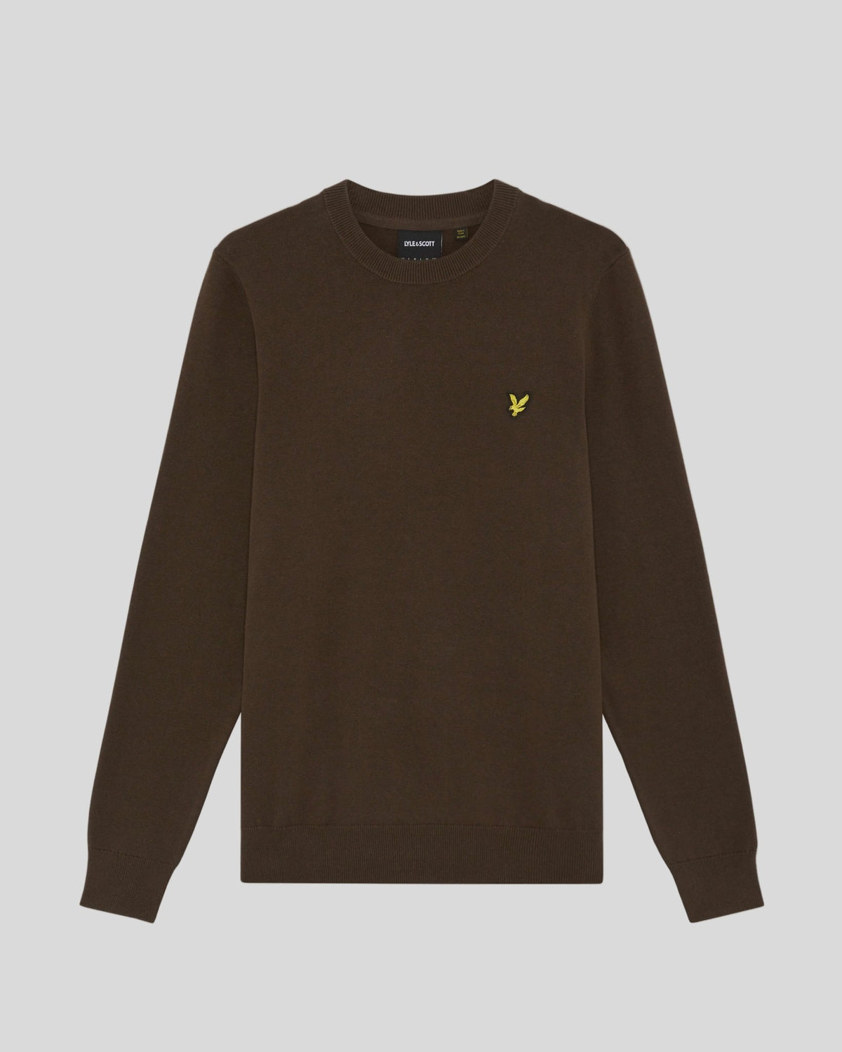 Uomo con maglione girocollo in cotone color ebano