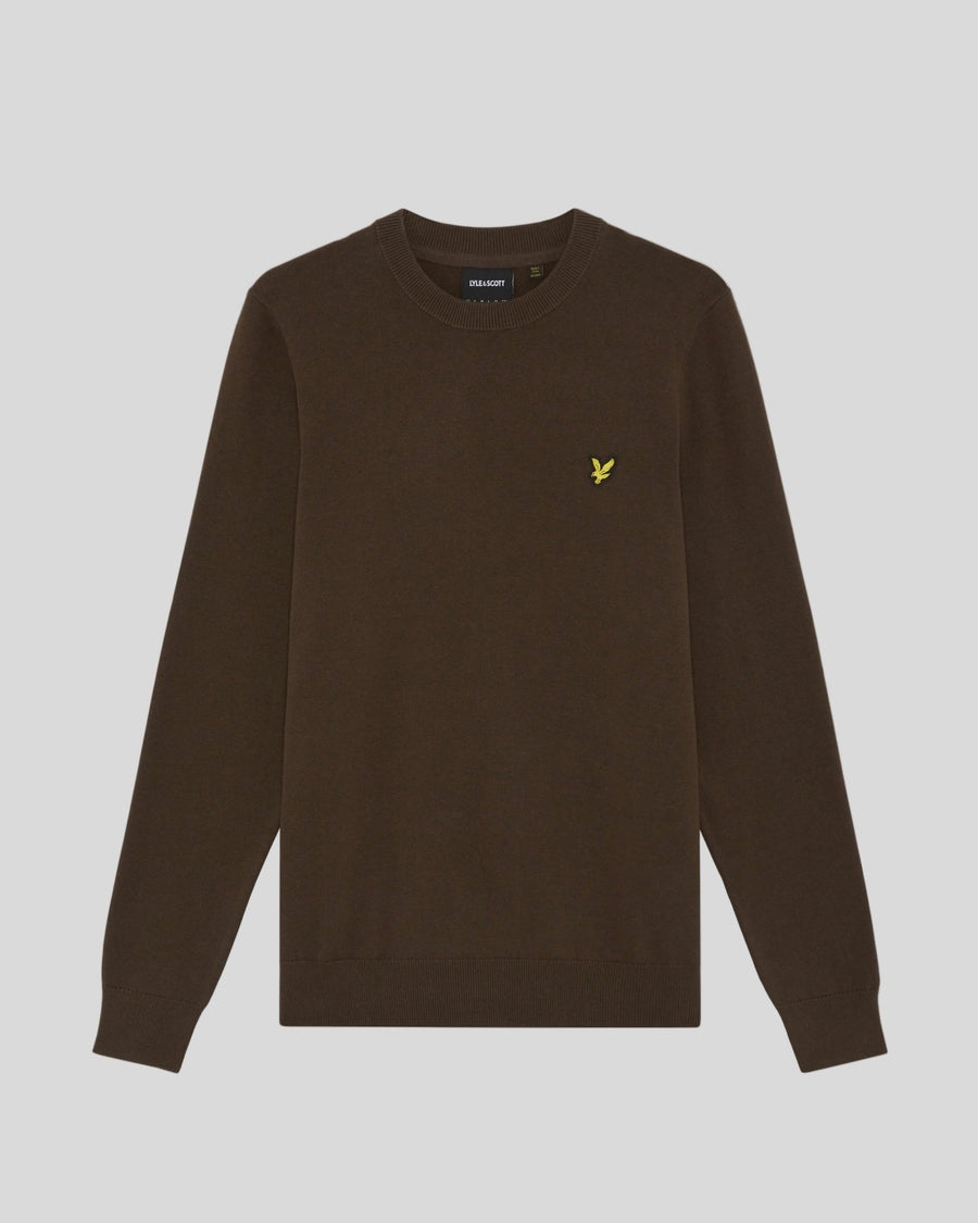 Uomo con maglione girocollo in cotone color ebano